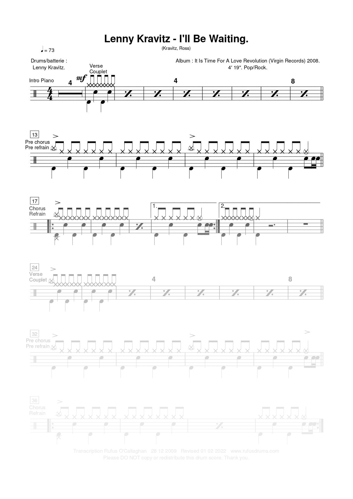 LennyKravitz - I'll Be Waiting (Rufusdrums